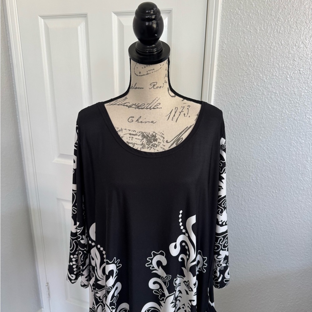 White Mark Charcoal and Ebony Blouse 1 - Picture 2 of 9